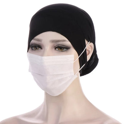 Black Earhole Hijab Cap