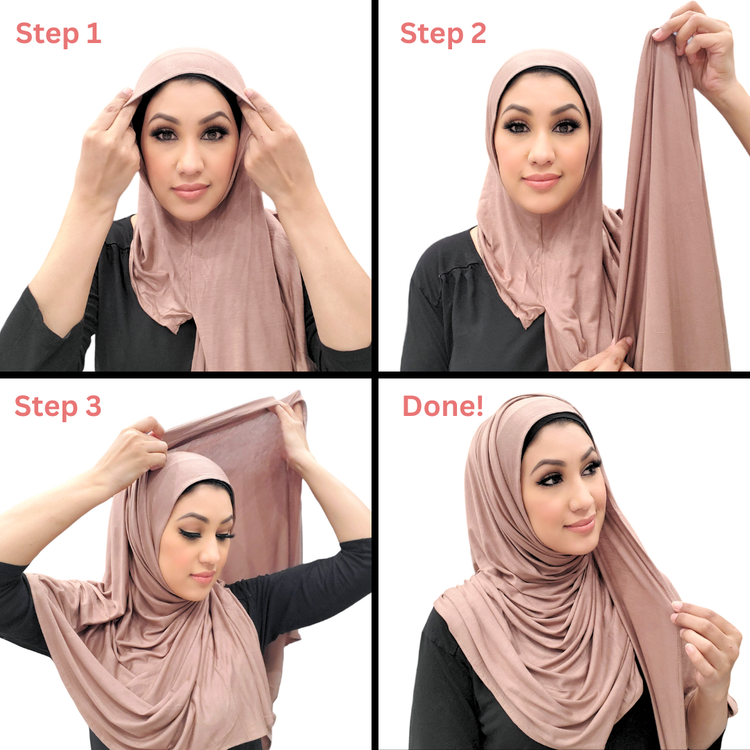 Easy to wrap hijab, pre-stitched instant hijab