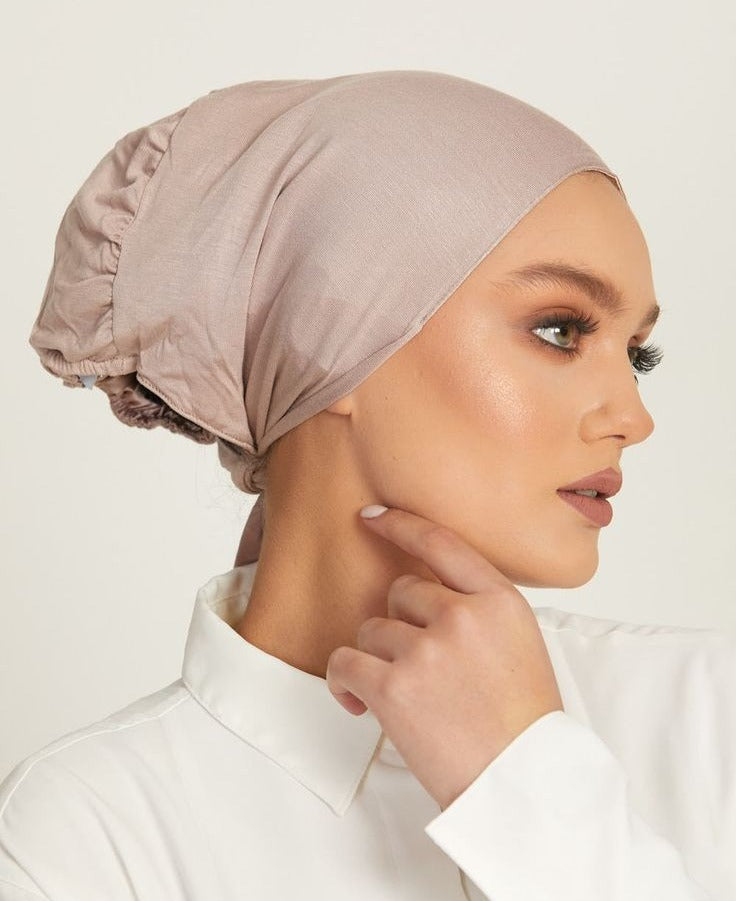 Taupe Tieback Hijab Cap